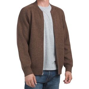 Rag & Bone Shawn Marled Cotton Zip-Up Bomber Sweater Espresso Marl Size Medium M